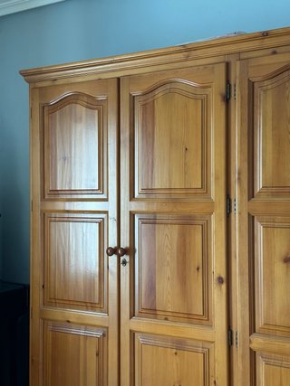 Escritorio madera maciza pino y cristal