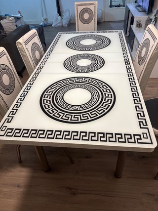 Mesa Comedor Cristal Versace Negra y Blanca s