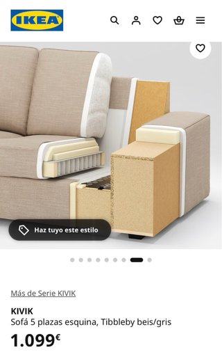 Sofá esquinero KIVIK 5 plazas IKEA gris
