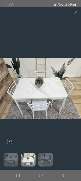 Mesa comedor diseñada mármol con 4 sillas