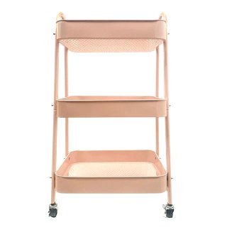 Carrito Decorativo Rosa 3 Niveles con Ruedas