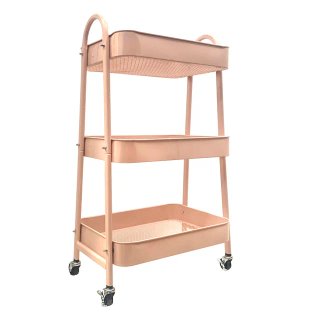 Carrito Decorativo Rosa 3 Niveles con Ruedas