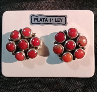 Pendientes Artesanía Coral y Plata 1ª Ley