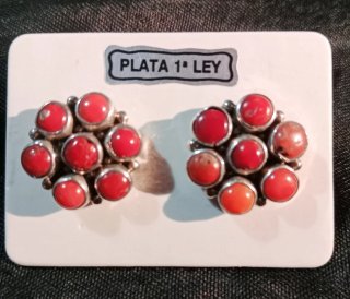 Pendientes Artesanía Coral y Plata 1ª Ley