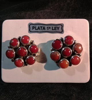 Pendientes Artesanía Coral y Plata 1ª Ley