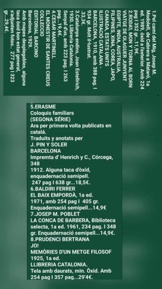 Llibres, dades I preus els de les fotos.