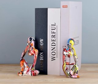 Set 2 Statuette Pensatori Graffiti Astratti
