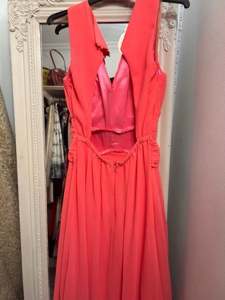 Vestido Largo Coral Gasa Fiesta Gala Boda