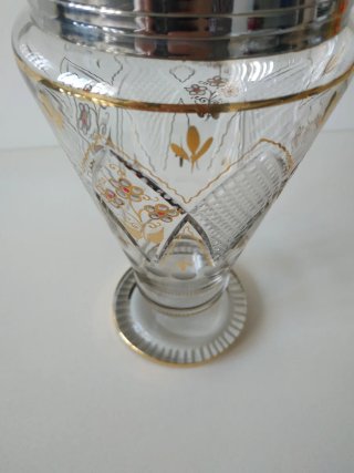Coctelera Vintage Cristal Tallado y Dorado