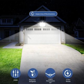 2x Faro LED Solare 800W Pannello Luci Giardino
