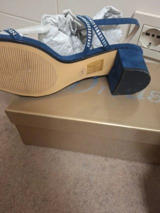 Sandali donna nuovi con strass blu