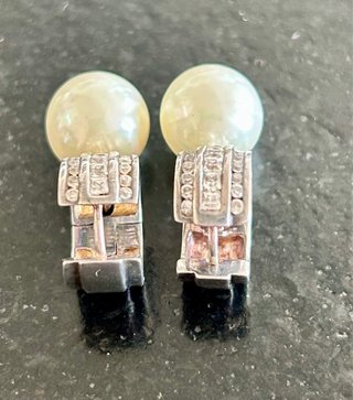 Pendientes Bucherer Plata Ley 925 Perlas y Circoni