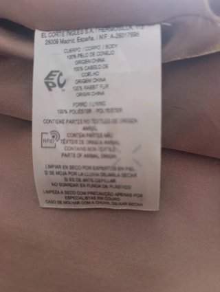 Chaquetón pelo conejo Talla M