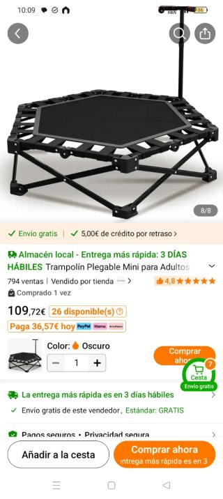 Mini trampolín fitness plegable
