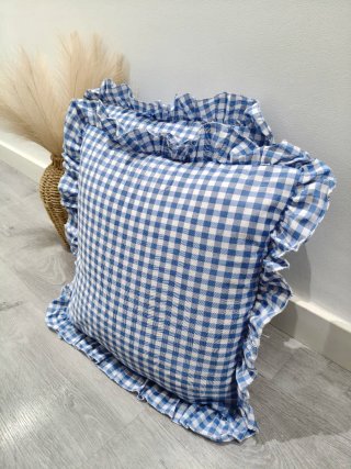 2 Fundas Cojín Cuadros Vichy Azul