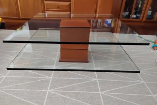 Mesa de centro cristal y madera