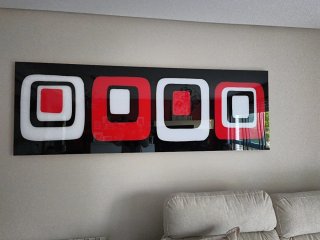 Cuadro Decorativo Cristal Negro Rojo Blanco