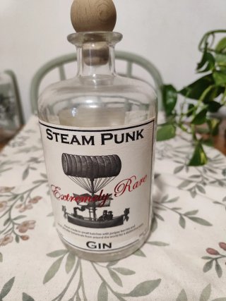 4 Botellas Steam Punk de cristal y madera