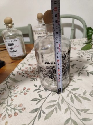 4 Botellas Steam Punk de cristal y madera