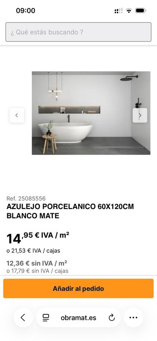 Azulejo Porcelánico Blanco Mate 60x120
