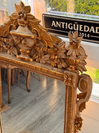 Espejo Antiguo Estilo Luis XVI Dorado