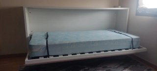 Cama Abatible 90cm Beige/Blanca