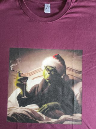 Camiseta Grinch Navidad Burdeos Algodón M