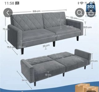 Sofá-cama gris 160 cm