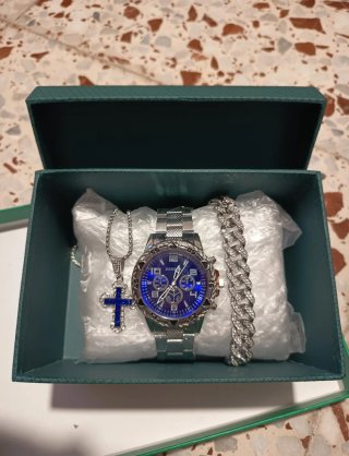 Reloj Geneva Hombre Plata y Azul