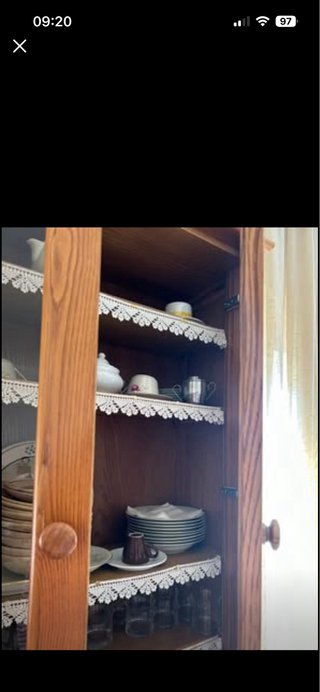 Credenza con alzata vetrina legno