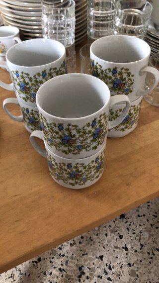 6 Tazze Porcellana Fiori Blu