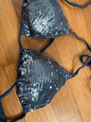 Bikini Calzedonia paillettes e slip blu petrolio