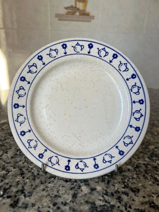 4 Piatti da Dessert in Ceramica Bianca e Blu | Nuovi