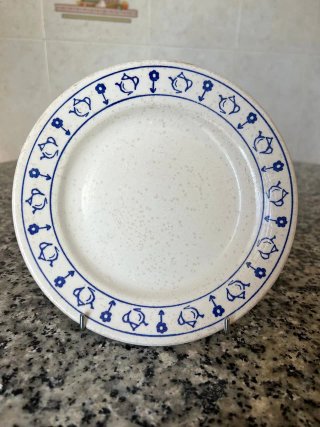 4 Piatti da Dessert in Ceramica Bianca e Blu | Nuovi