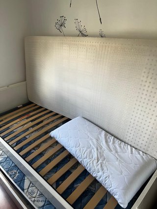 Letto a castello 190x80. Struttura in legno e materasso in lattice.
