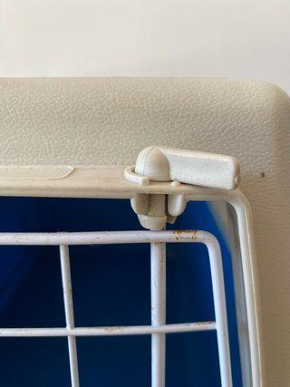 Transportín perro pequeño o gato, beige y azul