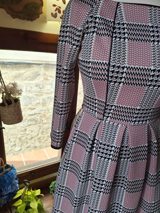 Vestido mujer vintage cuadros rosa talla S
