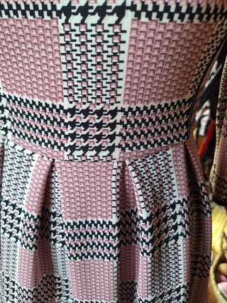 Vestido mujer vintage cuadros rosa talla S