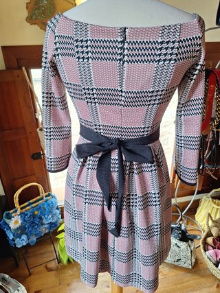 Vestido mujer vintage cuadros rosa talla S