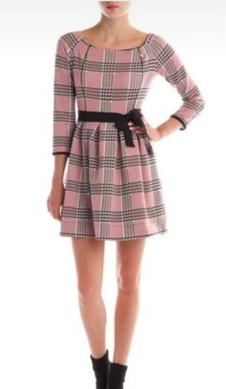 Vestido mujer vintage cuadros rosa talla S
