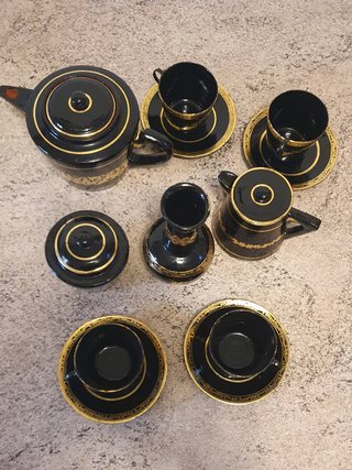 Servizio Tè Lacca Birmana Nero Oro