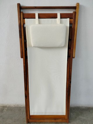 Hamaca plegable madera y cojín blanco