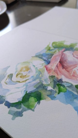 Acuarela Rosas Pintada a Mano