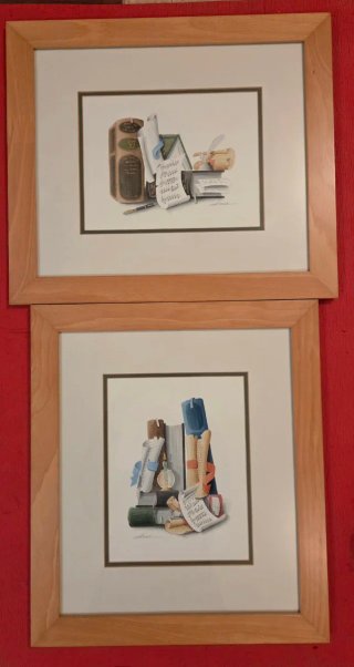 2 Cuadros Marco Madera y Papel