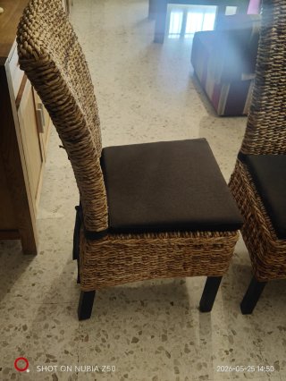 Conjunto 6 Sillas con Cojines Marrón Chocolate