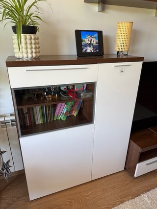 Mueble TV madera y cristal