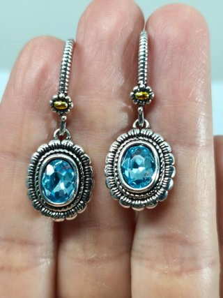 Pendientes Plata Piedra Azul Ovalada