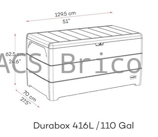 Baúl Arcón PVC 416 L Grigio Scuro - 70x129x62 cm - Duramax