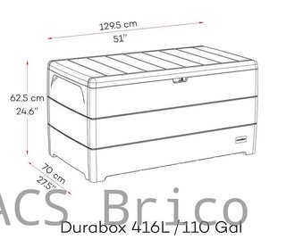 Baule PVC 416 L Marrone - 70x129x62 cm - Duramax