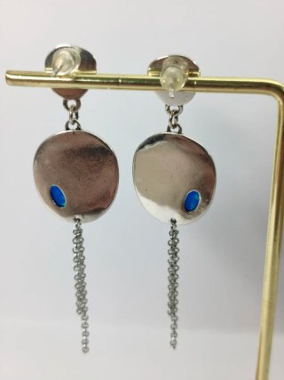 Pendientes largos plata con piedra azul